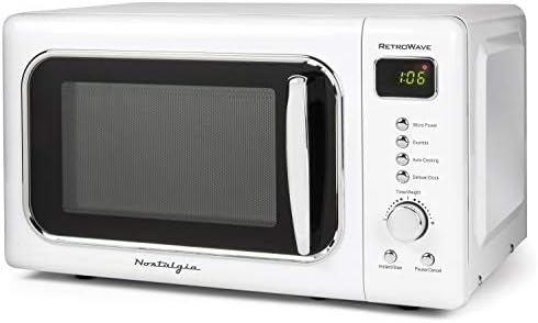  Retro Compact Countertop Microwave Oven, 0.7 Cu. Ft. 700-Watts With LED Digital Display, Child Lock, Easy Clean Interior, Black