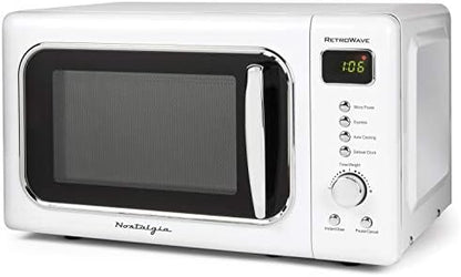  Retro Compact Countertop Microwave Oven, 0.7 Cu. Ft. 700-Watts With LED Digital Display, Child Lock, Easy Clean Interior, Black