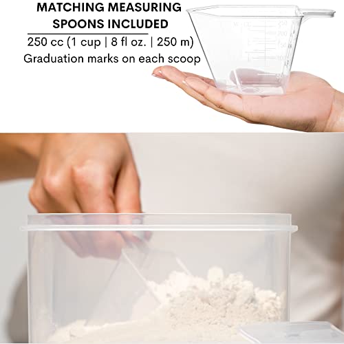  XXL 6.5L / 250 Oz X 2 & XL 5.2L / 175 Oz X 2 - WIDE & DEEP Food Storage Airtight Containers [Set Of 4] + Free 4 Measuring Cups + Labels - Ideal For Sugar, Flour Leakproof BPA Free Clear Plastic