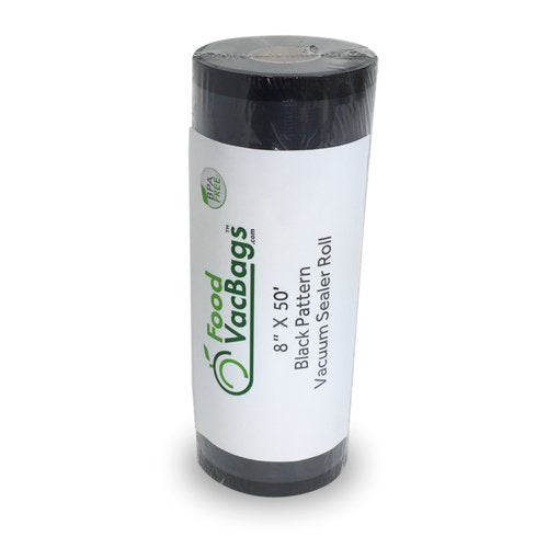  8X50 Black & Clear Vacuum Sealer Bag Roll, Heavy-Duty, Commercial Grade, Odor Resistant, Sous Vide, Light Protection, Smell Proof