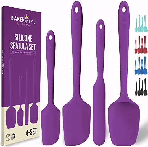  AkeRoyal Silicone Spatula Set - 4-Piece Rubber Spatulas Silicone Heat Resistant 600°F For Everyday Task - Seamless Design Kitchen Spatulas For Nonstick Cookware - Silicone Kitchen Utensils Sets