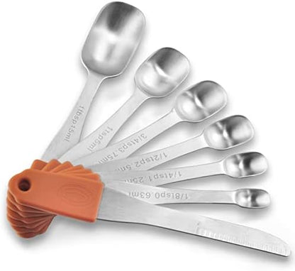  Measuring Spoons 18/8 Stainless Steel Measuring Spoons Set Of 7 Piece With 1 Leveler Dry And Liquid Ingredients (Dual Sided)