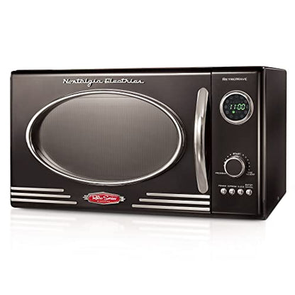  Retro Countertop Microwave Oven, 0.9 Cu. Ft. 800-Watts Cu.Ft, Black & BISSELL FeatherWeightâ Featherweight Stick Lightweight Bagless Vacuum With Crevice Tool, 2033M, Black