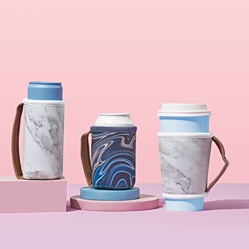  Tall Can Cuff Covers Reusable Insulator With Handle: Neoprene Can Coosies With Insulated Sleeves For Soda, Water Bottle, Beer, Other 16 Oz Tall Can Beverages (Sunflower Tie Dye, Tall 16oz)