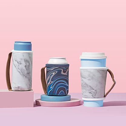  Tall Can Cuff Covers Reusable Insulator With Handle: Neoprene Can Coosies With Insulated Sleeves For Soda, Water Bottle, Beer, Other 16 Oz Tall Can Beverages (Sunflower Tie Dye, Tall 16oz)