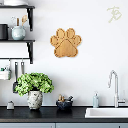  Paw Shaped Bamboo Serving And Cutting Board, 11" X 10", Natural