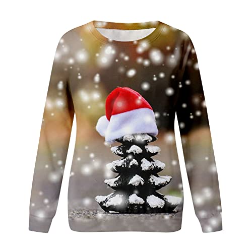  Crewneck Sweatshirts For Women Cute Loose Tops Christmas Print Long Sleeve Plus Size Sweatshirts Pullover Top Fall