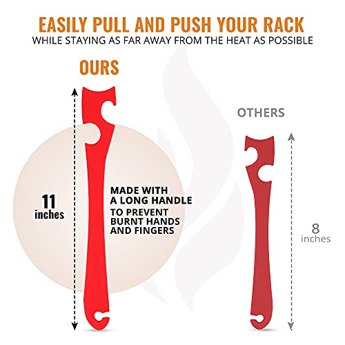 Ilicone Oven Rack Push Pull Tool With Longer Handle Ideal For Kitchen Oven, Toaster Oven, Air Fryer, Convection Oven And Small Kitchen Appliances