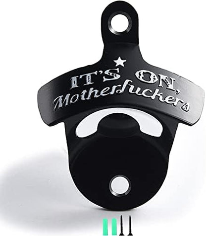  Bottle Opener Wall Mounted, Christmas Funny Wall Mount Bottle Opener For Men Dad Beer Lovers,Novelty Birthday Fathers Day With Mounting Screws Wall Anchors（1 Pack)