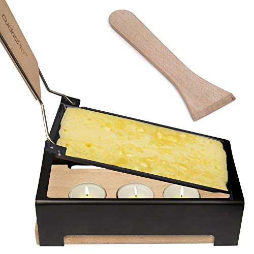  Heese Raclette W Foldable Handle- Candlelight Cheese Melter Pan W Spatula And 3 Tea Light Candles - Melts In Under 4 Minutes, Small Portable, Great For Dinner Parties, Appetizers, Housewarming Gift