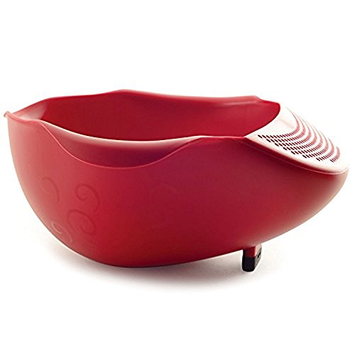  NOR-2176 Plastic Serving Bowl With Strainer , Red