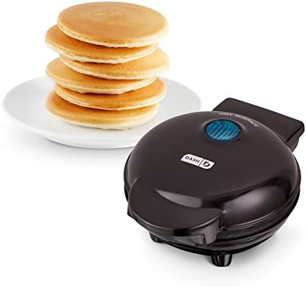 Dash Mini Maker Electric Round Griddle & Other On The Go Breakfast, Lunch & Snacks With Indicator Light + Included Recipe Book - Aqua,4 Inch & Mini Maker, Hash Browns, Keto Chaffles, 4 Inch, Black