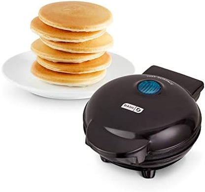 Dash Mini Maker Electric Round Griddle & Other On The Go Breakfast, Lunch & Snacks With Indicator Light + Included Recipe Book - Aqua,4 Inch & Mini Maker, Hash Browns, Keto Chaffles, 4 Inch, Black