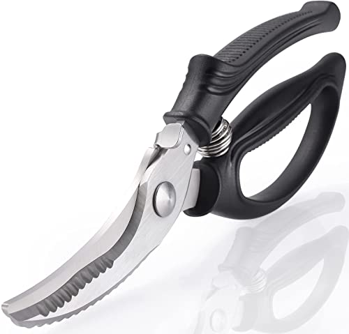  Poultry Shears Heavy Duty Spring Loaded Stainless Steel Sharp Hard Kitchen Scissors Heavy Duty With Safety Lock Meat Scissors For Chicken Bone Cutting, Fish, Vegetable, Food Chopping