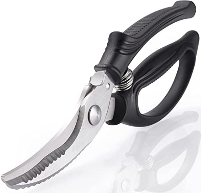  Poultry Shears Heavy Duty Spring Loaded Stainless Steel Sharp Hard Kitchen Scissors Heavy Duty With Safety Lock Meat Scissors For Chicken Bone Cutting, Fish, Vegetable, Food Chopping
