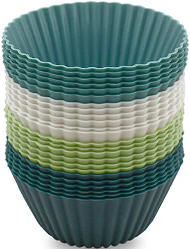  24 Pack Silicone Baking Cups Reusable Muffin Liners Non-Stick Cup Cake Molds Set Cupcake Silicone Liner Standard Size Silicone Cupcake Holder Reusable Cupcake Liners Christmas Gift (8 Rainbow Colors)