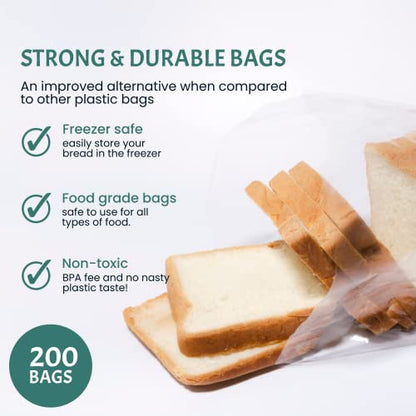  Reusable Plastic Bread Bags For Homemade Bread - 100 Pack Clear Bread Bag With Ties For An Airtight Moisture-free Preservation And Storage- Bread Loaf Bags For Home Bakers And Bakery Owners