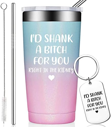  Best Friend Gift For Women - Funny Friendship Birthday Gifts For Friends Female, Bestie, BFF - Sister Gifts From Sister - 20oz Vacuum Insulated Wine Tumbler With Keychain