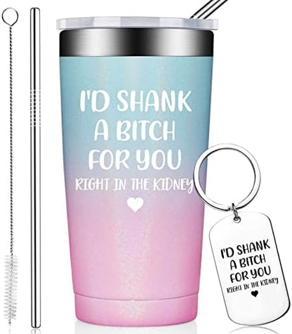  Best Friend Gift For Women - Funny Friendship Birthday Gifts For Friends Female, Bestie, BFF - Sister Gifts From Sister - 20oz Vacuum Insulated Wine Tumbler With Keychain