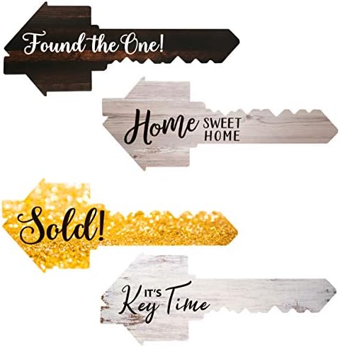  Real Estate Social Media Testimonial Photo Prop Signs - Great For Instagram, Twitter & Facebook (2 Pack, Key - Sold/Key Time AND Key - Found The One/Home Sweet Home)