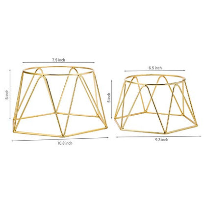  MyGift Brass Plated Metal Pizza Table Stand, Pizza Box Riser, Restaurant Pizza Server Stand, Platter Riser, Set Of 2 - Handcrafted In India