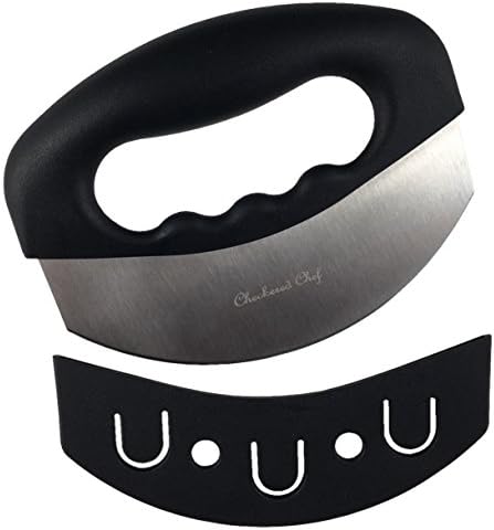  Mezzaluna Salad Chopper - Stainless Steel Rocker Knife For Lettuce & Vegetables W/Blade Covers﻿
