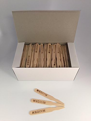  KingSeal 3.5 Inch Natural Birch Wood Steak Markers, Heat Stamped, MED Well, Eco-Friendly, Bulk Pack - 500 Count Per Box