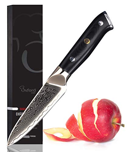  Paring Knife- 3.5 Inch - Damascus Japanese- VG10 Super Steel 67 Layer High Carbon Stainless Steel- Razor Sharp, Stain & Corrosion Resistant, Awesome Edge Retention