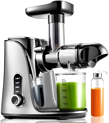  Juicer Machines,AMZCHEF Slow Masticating Juicer Extractor, Cold Press Juicer With Two Speed Modes, Travel Bottle(500ML),LED Display, Easy To Clean Brush & Quiet Motor For Vegetables&Fruits,Gray