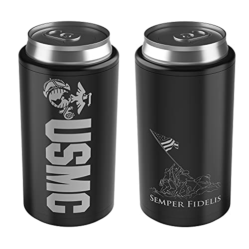  Ne Corps 4 In 1 Insulated Can Cooler, Stainless Steel Double-Walled Insulator For 12 Oz Standard Or Skinny Slim Cans, 12 Oz Beer Bottles & Mixed Drinks – Gifts For Marines