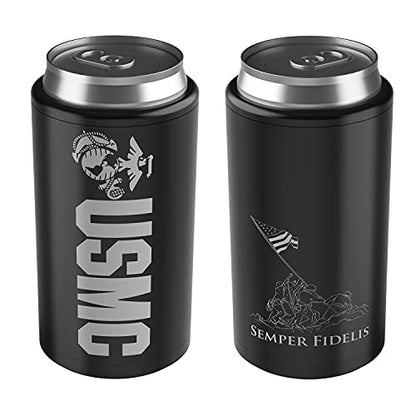  Ne Corps 4 In 1 Insulated Can Cooler, Stainless Steel Double-Walled Insulator For 12 Oz Standard Or Skinny Slim Cans, 12 Oz Beer Bottles & Mixed Drinks – Gifts For Marines
