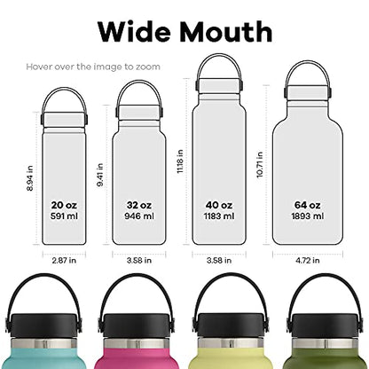 Hydro Flask Wide Mouth Flex Cap Bottle - Stainless Steel Reusable Water Bottle - Vacuum Insulated, Dishwasher Safe, BPA-Free, Non-Toxic