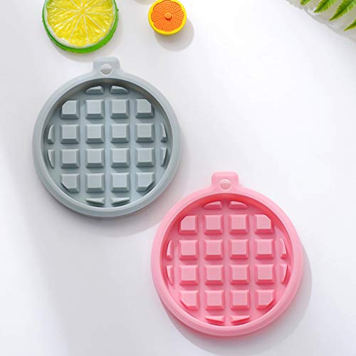  2-Pack Silicone Waffle Mold, Muffin Pans Molds, Waffle Maker Baking Tray Mold Bakeware For Waffle Cake Chocolate Craft Candy Soap Baking, Blue&Pink (Round: 3.8x3.8x0.4 Inch)