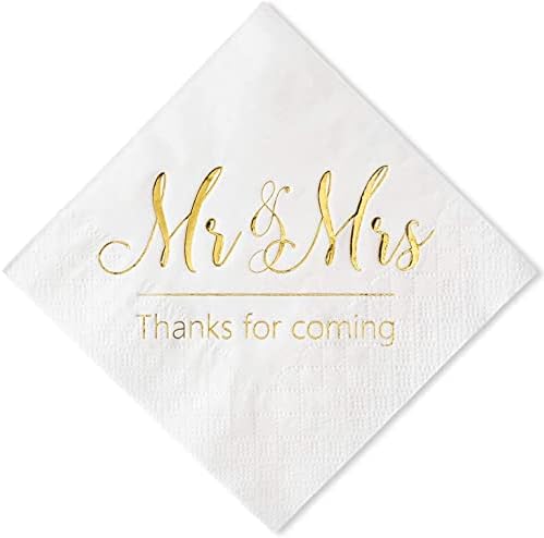  Wedding Napkins Mr Mrs Burgundy Silver Cocktail Beverage Dessert Disposable Napkins For Wedding Shower Engagement Party Decorations, Wedding Table Decor, 100 Pcs, 3-Ply