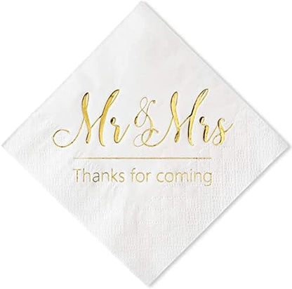  Wedding Napkins Mr Mrs Burgundy Silver Cocktail Beverage Dessert Disposable Napkins For Wedding Shower Engagement Party Decorations, Wedding Table Decor, 100 Pcs, 3-Ply