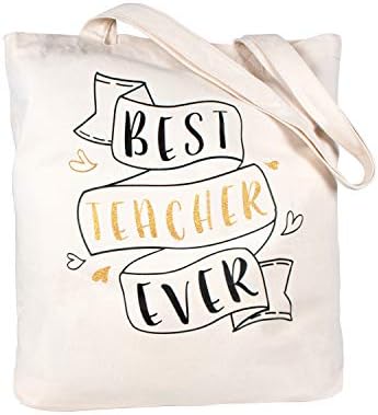  ELEGANTPARK Funny Teacher Gifts For Women Teacher Appreciation Gifts From Students Birthday Graduation Valentines Day Christmas Gifts For Teacher Tote Bag Black Cotton Canvas With Interior Pocket