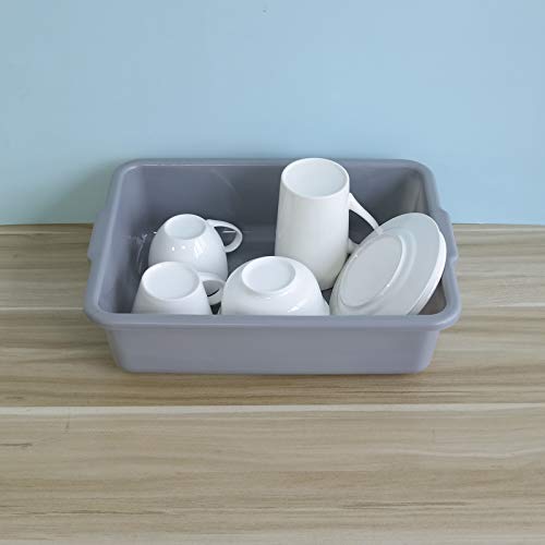  4-Pack Gray Commercial Bus Tubs, 8 L Small Plastic Bus Box