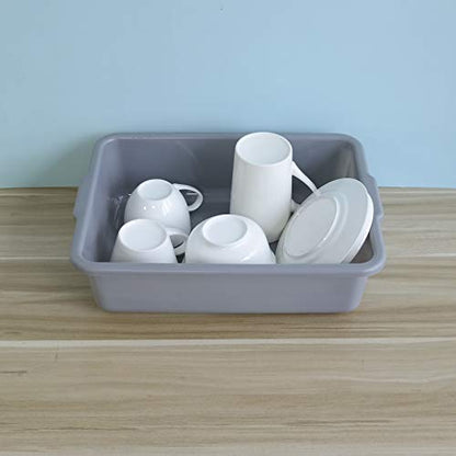 4-Pack Gray Commercial Bus Tubs, 8 L Small Plastic Bus Box