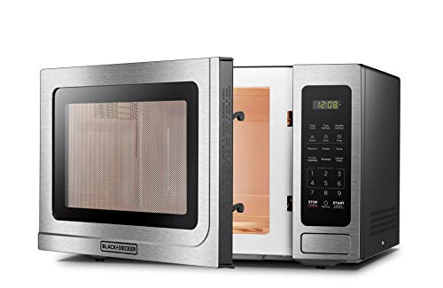 Black & Decker EM036AB14 Digital Microwave Oven With Turntable Push-Button Door, Child Safety Lock, Stainless Steel, 1.4 Cu.ft & 4-Slice Toaster Oven With Natural Convection, Stainless Steel, TO1760SS