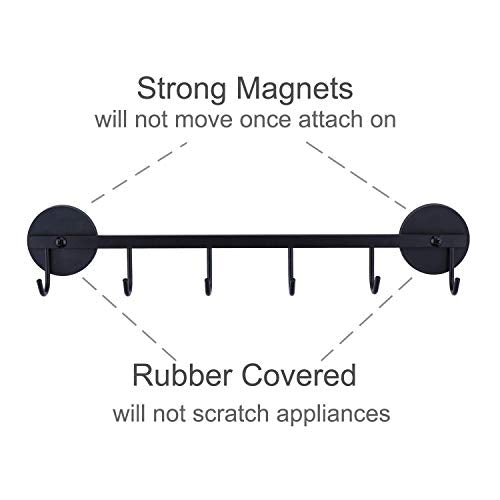  6 Hooks Magnetic Utensil Holder Untensil Rack Tool Hanger Organizer For Refrigerator, Metal Cabinet, Metal Stove, Grill, BBQ