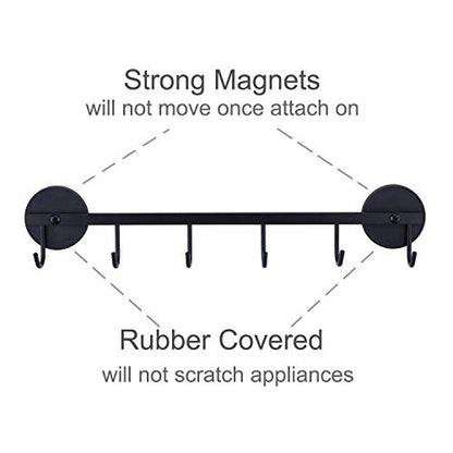  6 Hooks Magnetic Utensil Holder Untensil Rack Tool Hanger Organizer For Refrigerator, Metal Cabinet, Metal Stove, Grill, BBQ