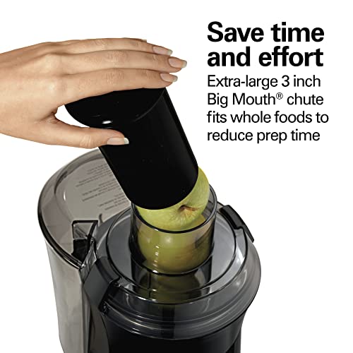 Hamilton Beach Juicer Machine, Big Mouth Large 3” Feed Chute For Whole Fruits And Vegetables, Easy To Clean, Centrifugal Extractor, BPA Free, 800W Motor, Black