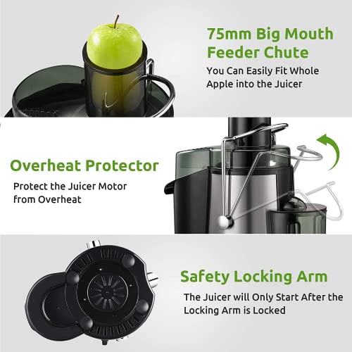  Juicing Machine, 3-inch Width Feeding, Easy Cleaning