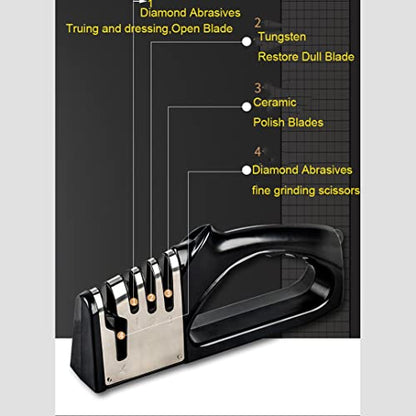  4-in-1 Kitchen Knife Sharpener, 4 Stage Knife Sharpening Tool, Professional Chef's Kitchen Knife Accessories, Manual Knife Sharpeners, Blade Sharpener, Kitchen Knives Repair, Restore And Polish Blades
