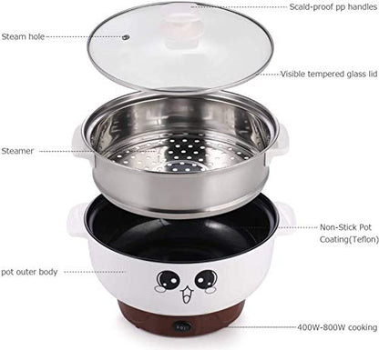  110 V,4 In 1 Multifunction Electric Skillet,Non-Stick Hot Pot,Stainless Steel Rice Cooker/Noodle Cooker,Portable Frying Pan & Roaster,Mini Stockpot With Lid.