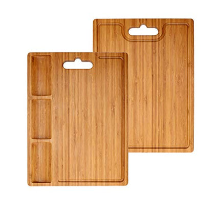  Bamboo Cutting Board With Juice Groove / Drain / Tray / Hook / Handle - Double-Sided Use - Large 15.8"X11.8" - Kitchen Cutting Board Bamboo Butcher Block, Chopping Boards For Vegetable Fruit Meat