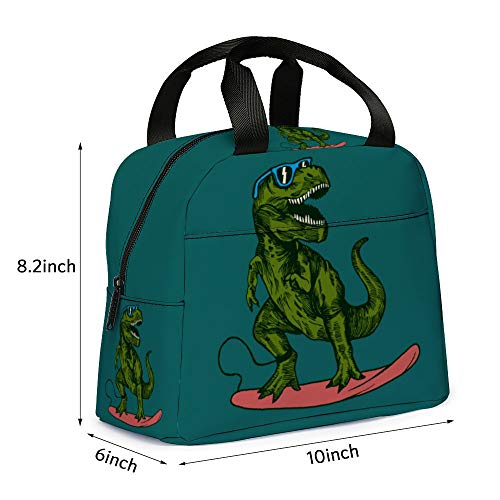  Dinosaur Lunch Bag, Reusable Cute Lunch Box Insulated Kids Cooler Tote Bag Multi-functional School Lunch Container For Teen Boys Girls (Dark Cyan)