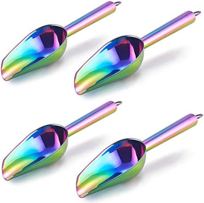  Mini Scoop, E-far 3 Ounce Stainless Steel Kitchen Utility Scoops, Ideal For Candy/Ice Cube/Flour/Sugar/Coffee Bean/Protein Powder, Food Grade & Anti Rust, Easy Clean & Dishwasher Safe (4 Pack)