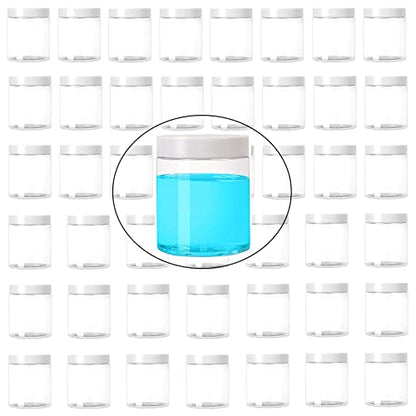  46 PCS 8 OZ Slime Containers With Lids, Food Grade Clear Plastic Slime Storage Containers, BPA Free, Wide-Mouth Plastic Jars With Lids For Slime Kit, Food Storage, Beauty Products