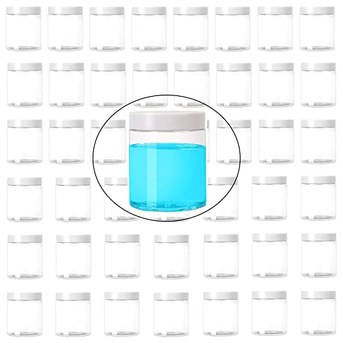  46 PCS 8 OZ Slime Containers With Lids, Food Grade Clear Plastic Slime Storage Containers, BPA Free, Wide-Mouth Plastic Jars With Lids For Slime Kit, Food Storage, Beauty Products